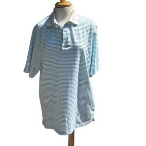 Donald Ross Golf Polo Shirt Laplaya Blue White Stripe Mens M Quick Dry Sporty